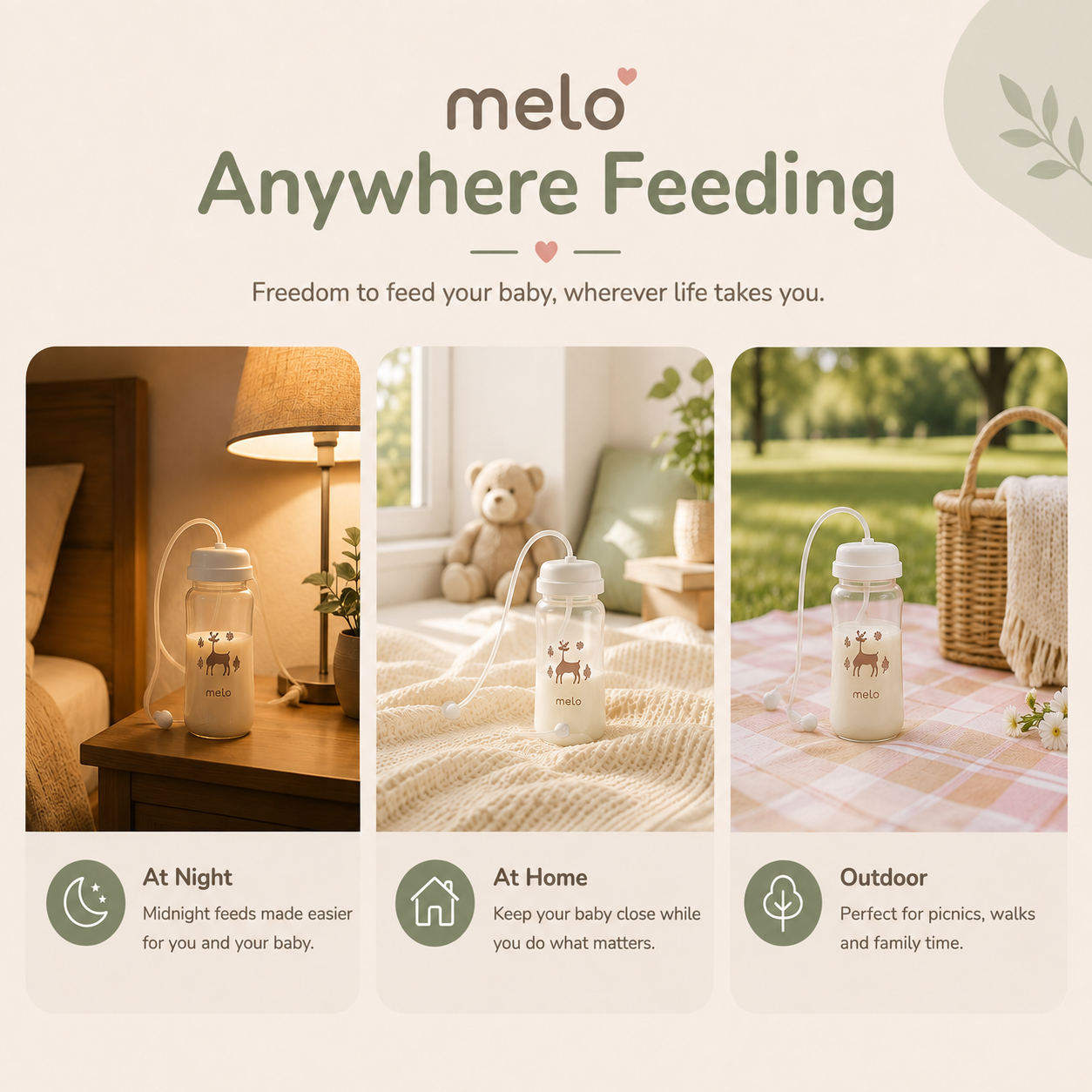 MELO™ Hands-Free Baby Feeding Bottle