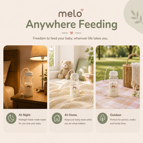 MELO™ Hands-Free Baby Feeding Bottle
