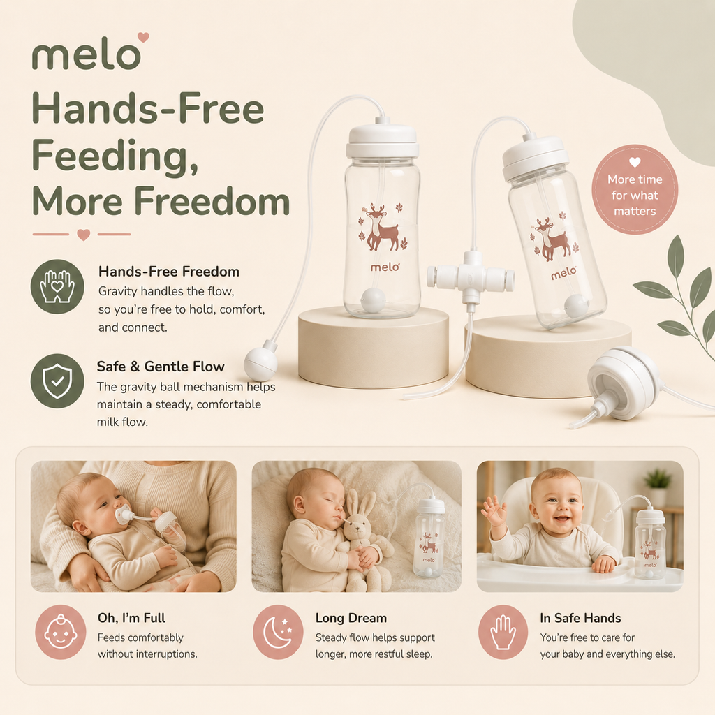MELO™ Hands-Free Baby Feeding Bottle