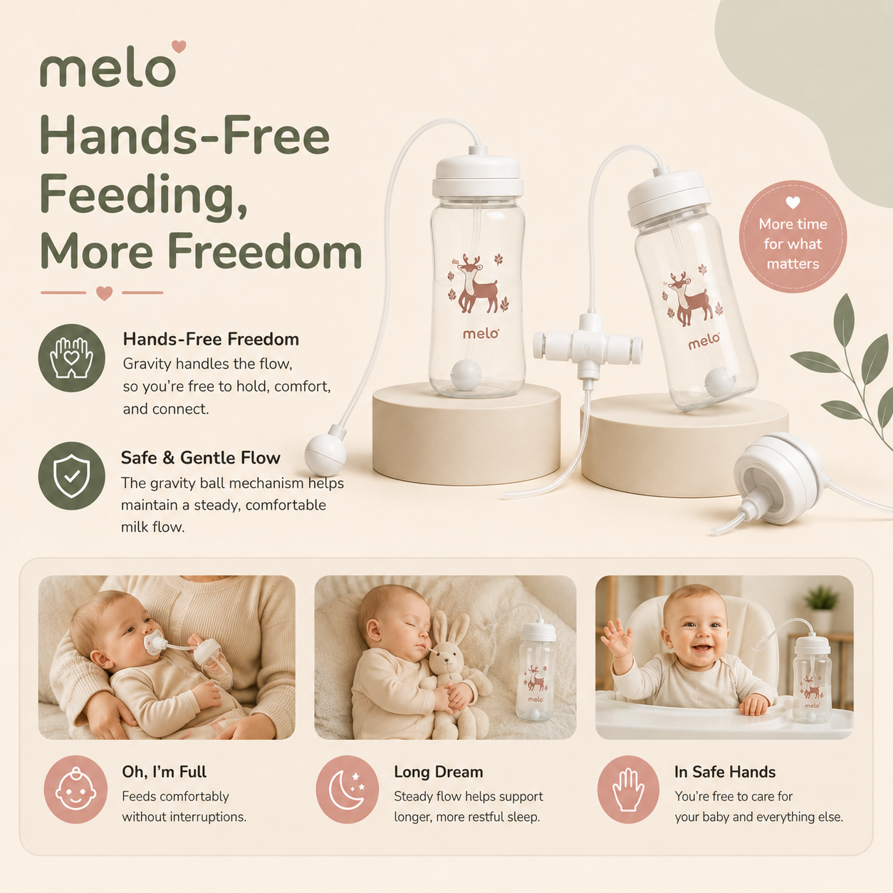 MELO™ Hands-Free Baby Feeding Bottle